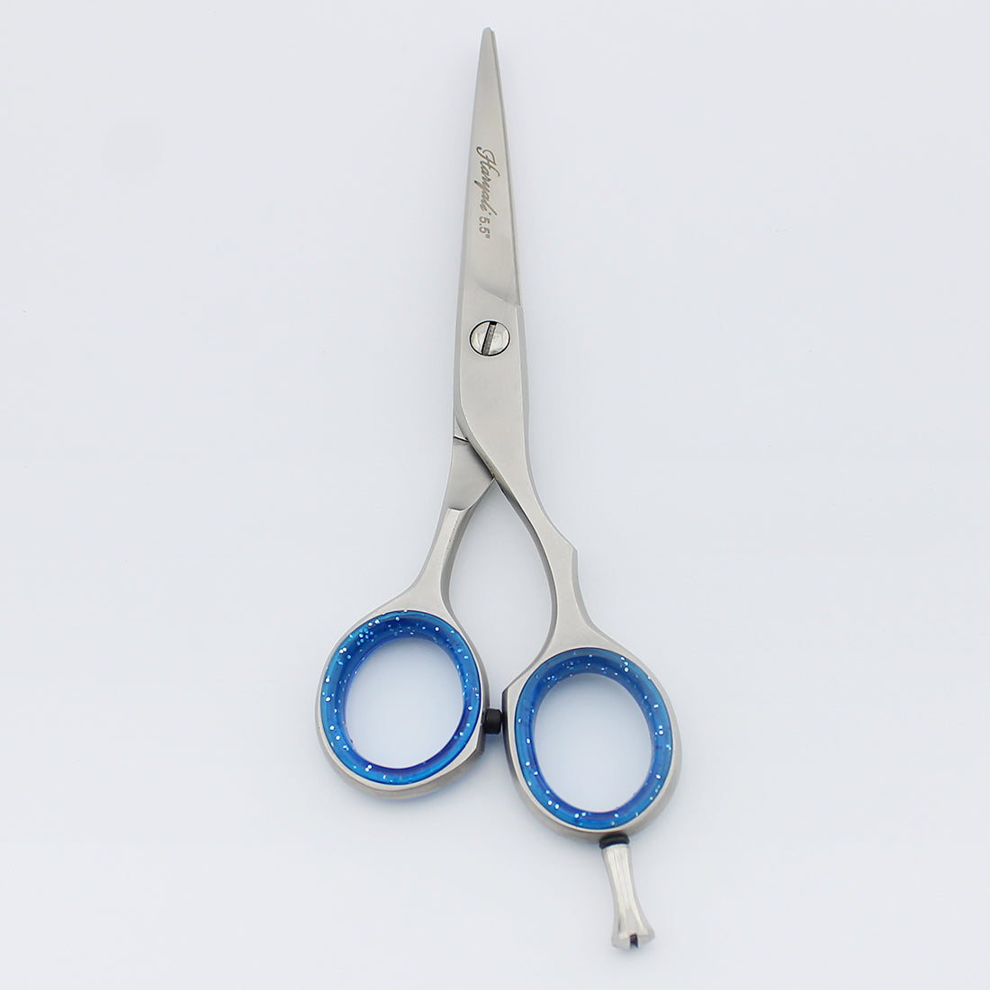 Chrome 5.5-inch hair cutting shears with pull-free cutting mechanism for precise grooming and salon-quality results