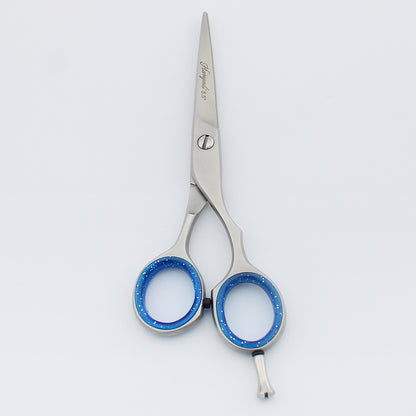 Chrome 5.5-inch hair cutting shears with pull-free cutting mechanism for precise grooming and salon-quality results