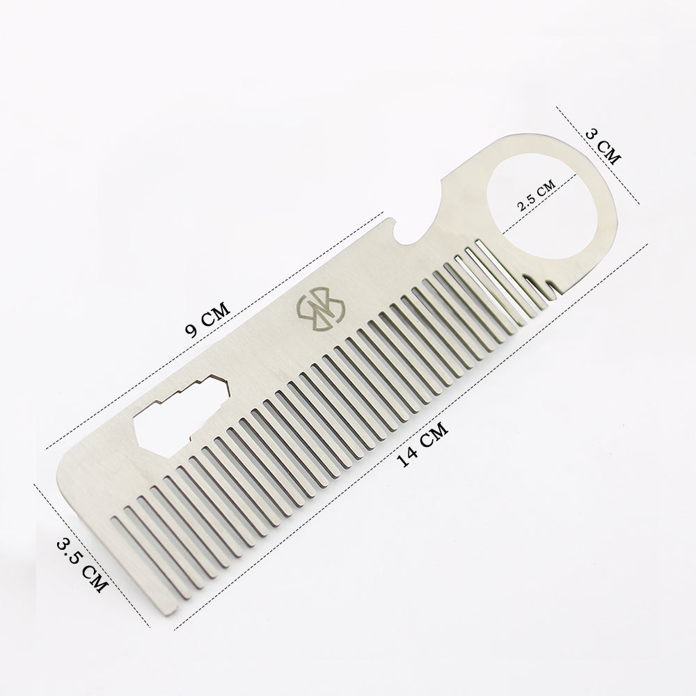 Compact hair comb for daily grooming and beard care with measurement