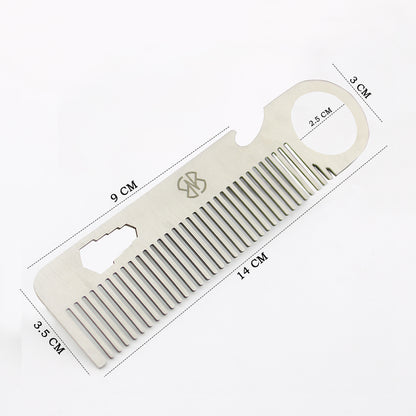 Compact hair comb for daily grooming and beard care with measurement