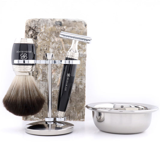 Double Edge Safety Razor Shaving Set in Black