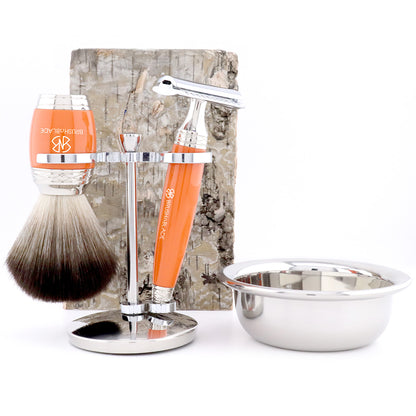 Double Edge Safety Razor Shaving Set in Vibrant Orange