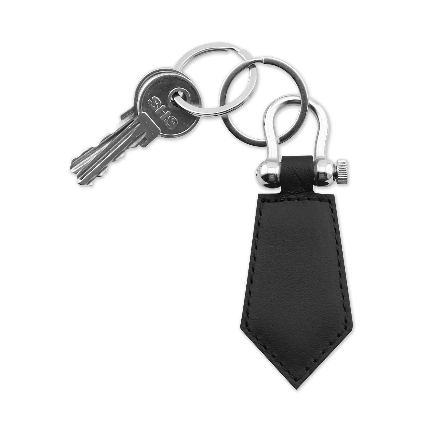 Keychain Leather Windsor in Plain Camel Black Textured Black