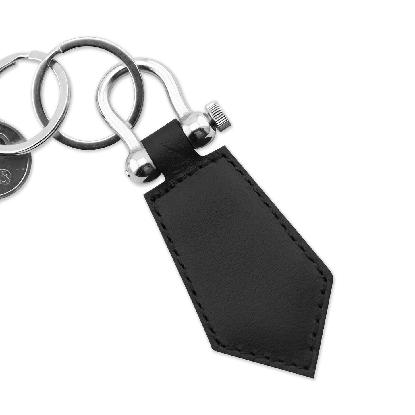Keychain Leather Windsor in Plain Camel Black Textured Black