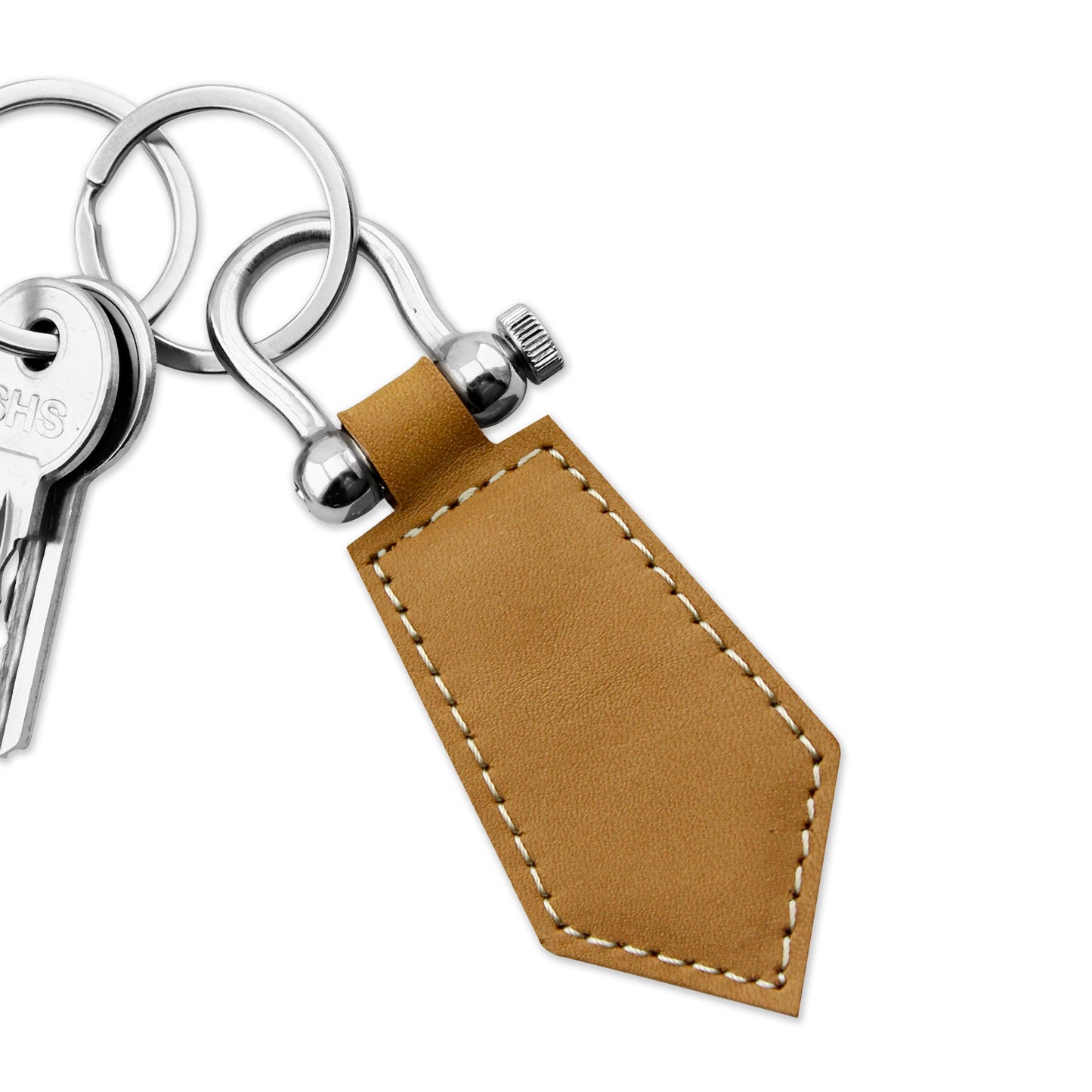 Keychain Leather Windsor in Plain Camel Black Textured Black