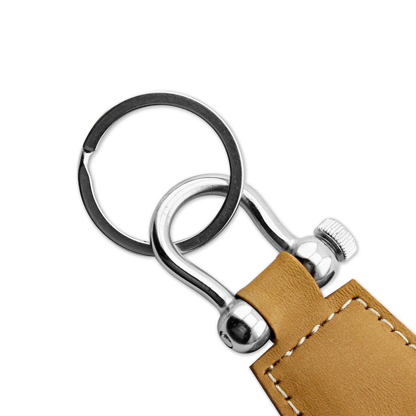 Keychain Leather Windsor in Plain Camel Black Textured Black