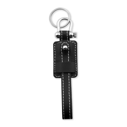 Plain Genuine Leather Edison Keychain in Camel Brown & Black