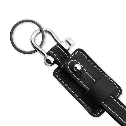 Plain Genuine Leather Edison Keychain in Camel Brown & Black