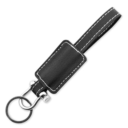 Plain Genuine Leather Edison Keychain in Camel Brown & Black