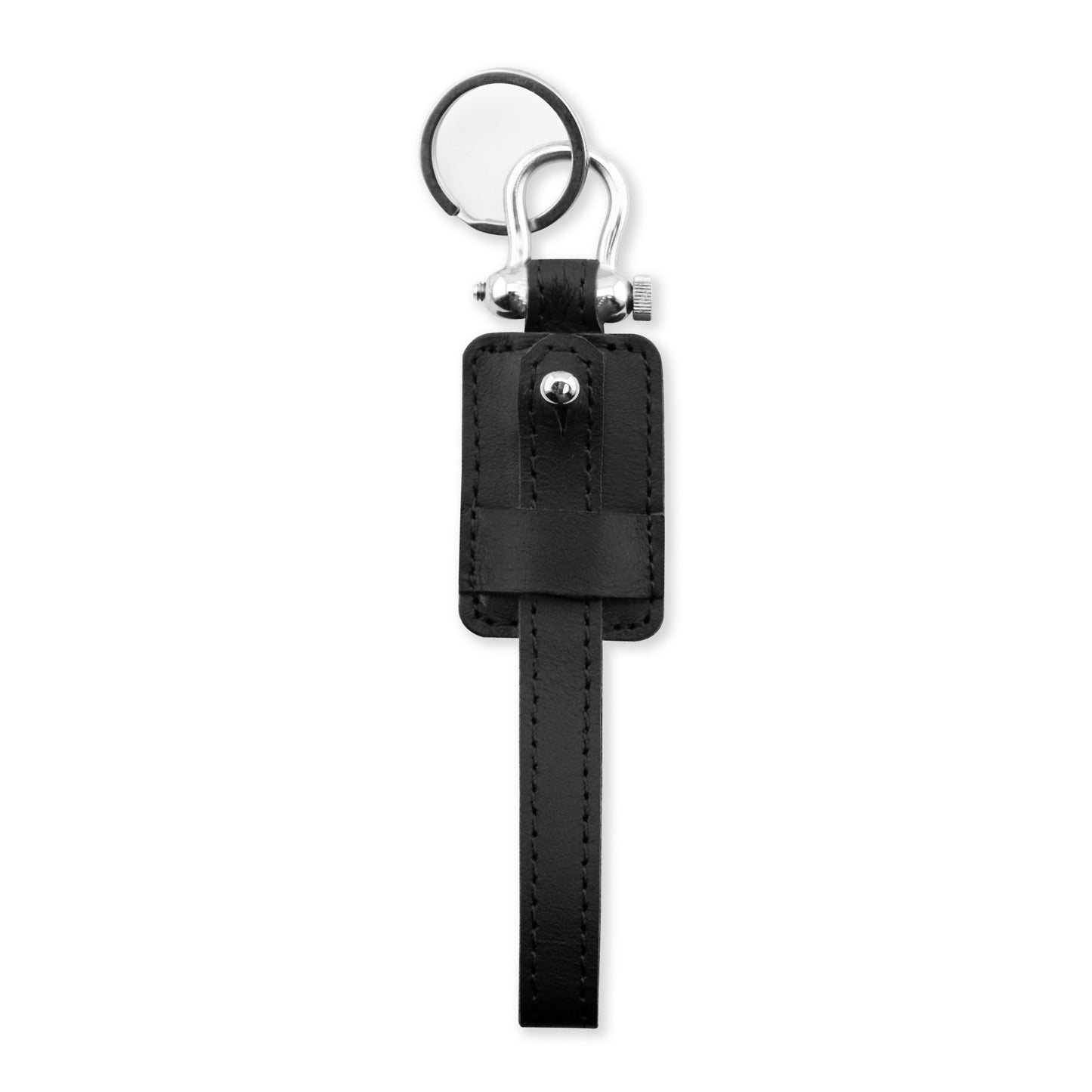 Plain Genuine Leather Edison Keychain in Camel Brown & Black