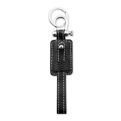 Black Textured Edison Keychain in 100% Pure Leather