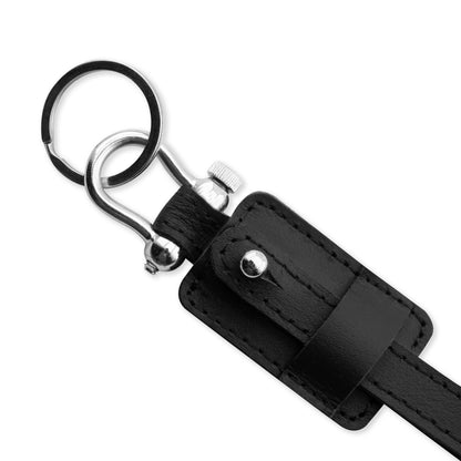 Plain Genuine Leather Edison Keychain in Camel Brown & Black