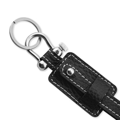 Black Textured Edison Keychain in 100% Pure Leather
