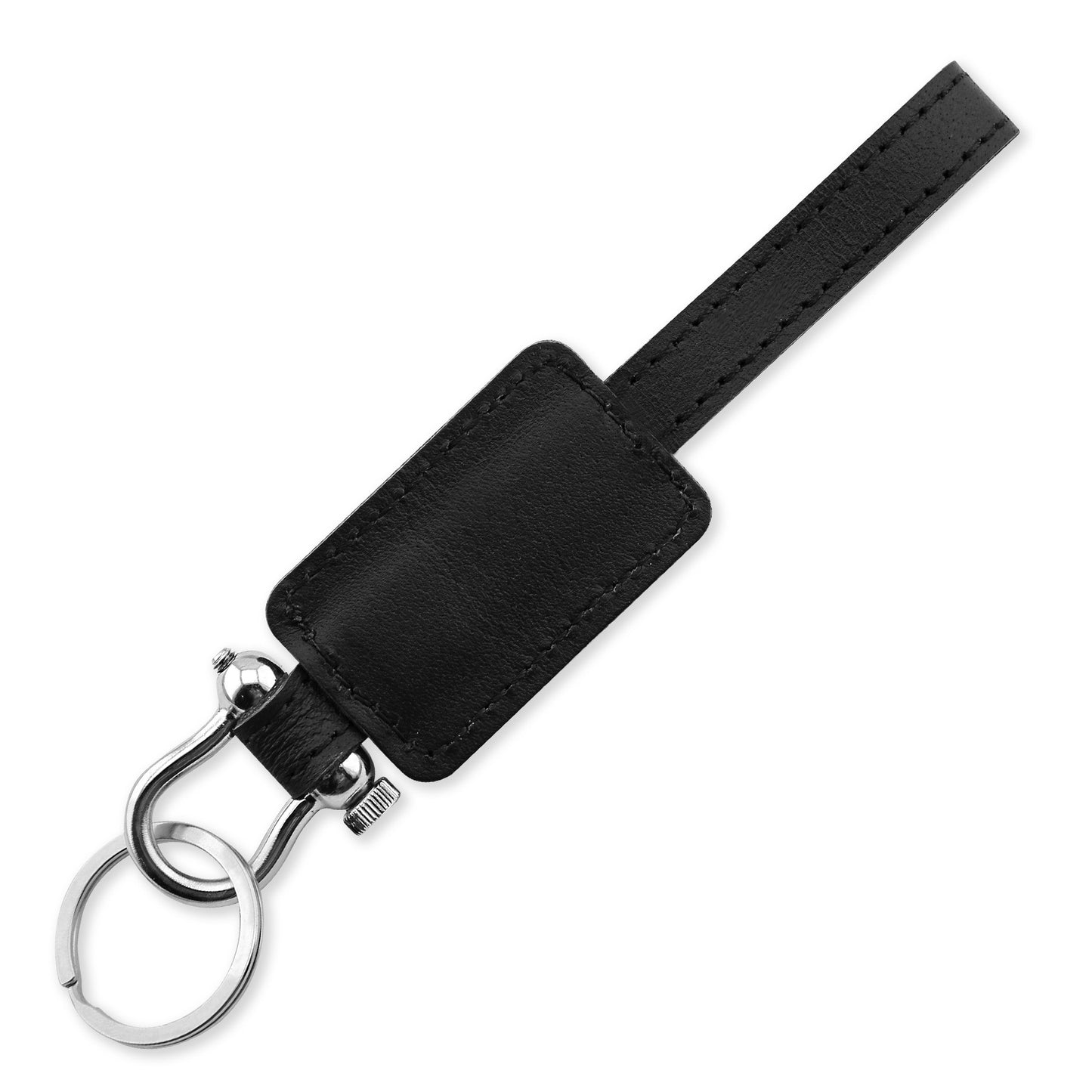 Plain Genuine Leather Edison Keychain in Camel Brown & Black