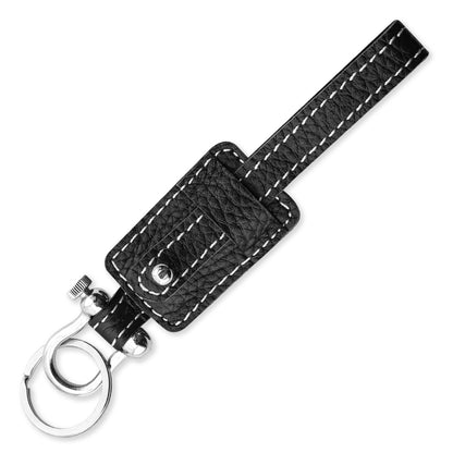 Black Textured Edison Keychain in 100% Pure Leather