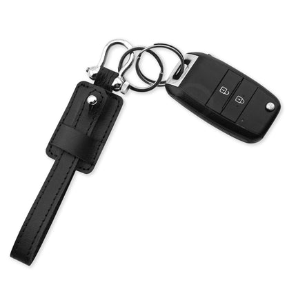 Plain Genuine Leather Edison Keychain in Camel Brown & Black