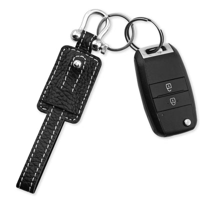 Black Textured Edison Keychain in 100% Pure Leather