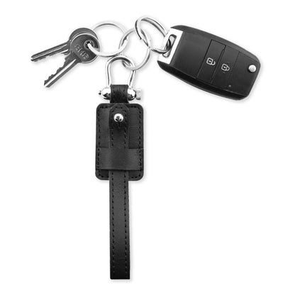 Plain Genuine Leather Edison Keychain in Camel Brown & Black