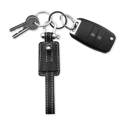 Black Textured Edison Keychain in 100% Pure Leather