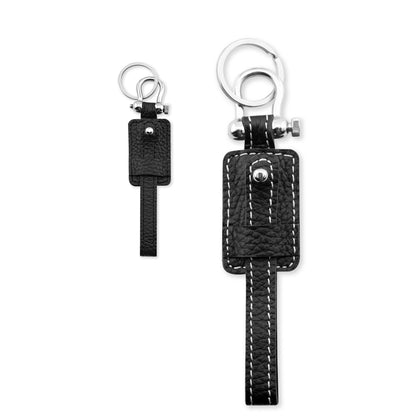 Black Textured Edison Keychain in 100% Pure Leather