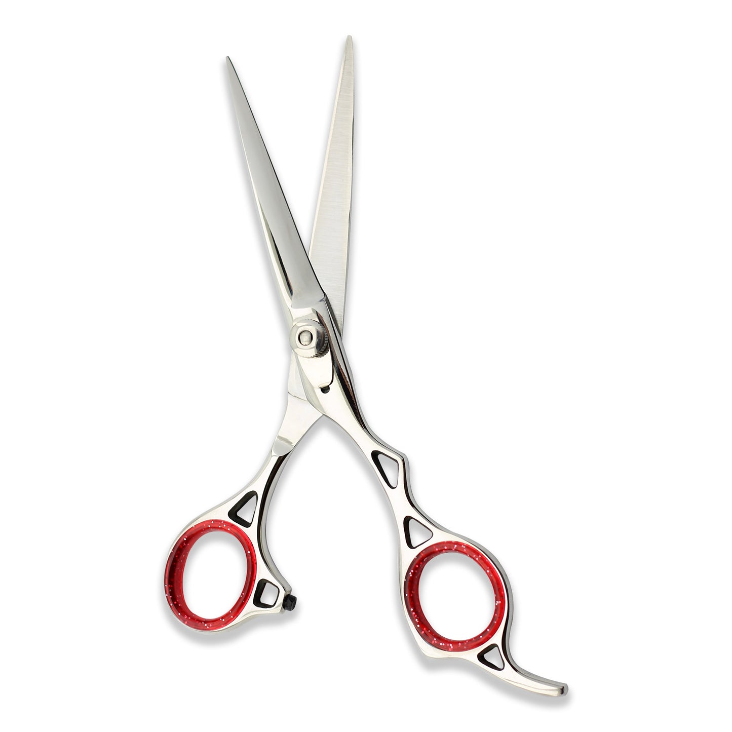 Ergonomic offset hair cutting scissors with removable finger inserts