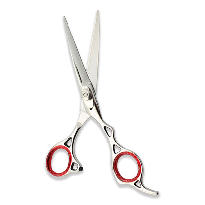 Ergonomic offset hair cutting scissors with removable finger inserts
