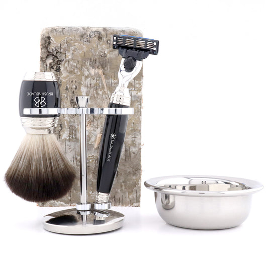 Exclusive 3-edge razor shaving set in bold black color