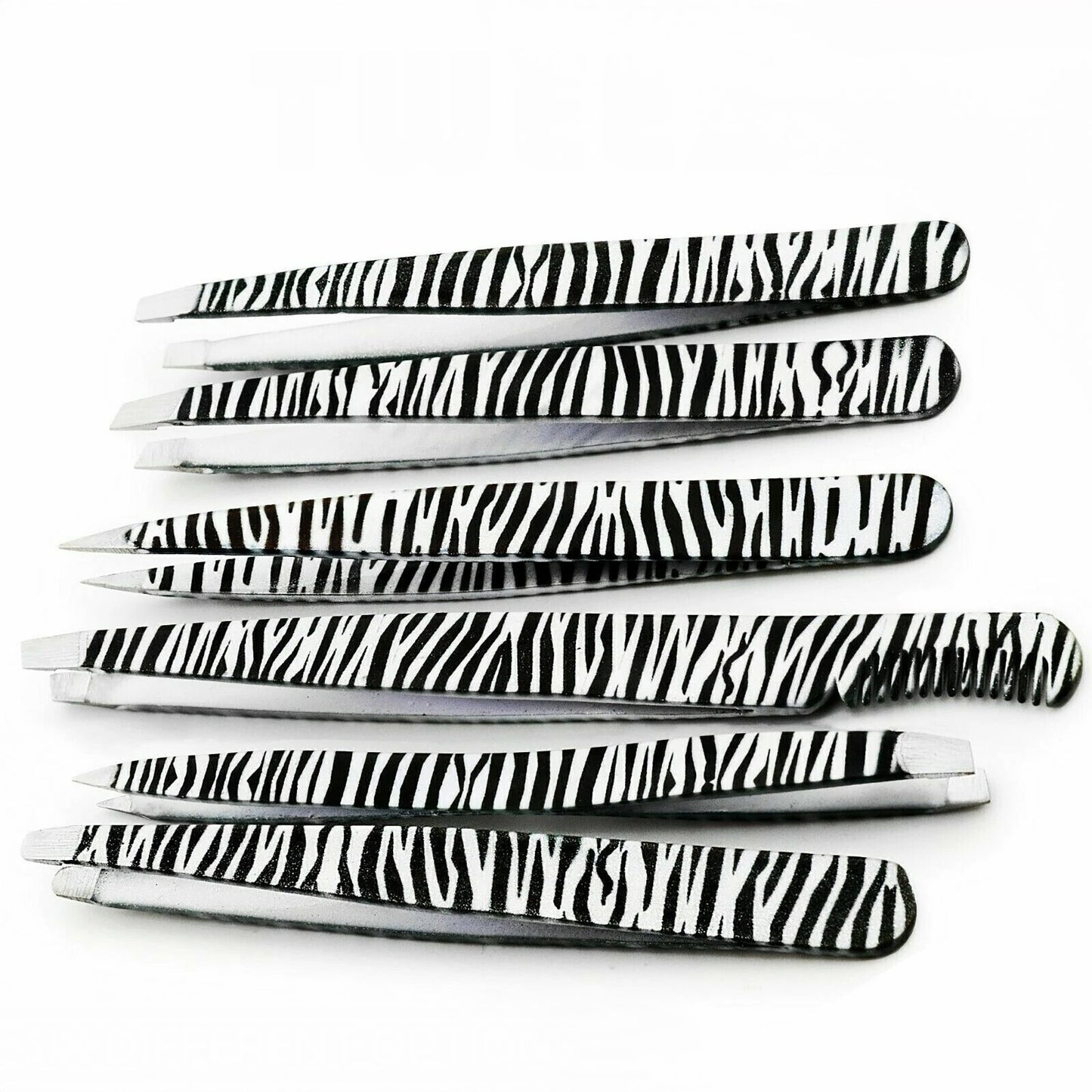 Grey printed 6-piece tweezers set for professional hair removal