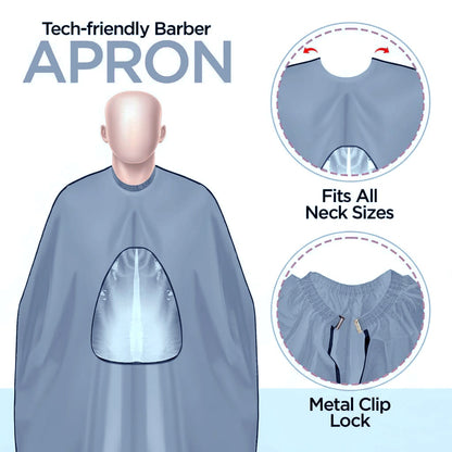 Adjustable elastic neck barber apron for unisex salon and home use