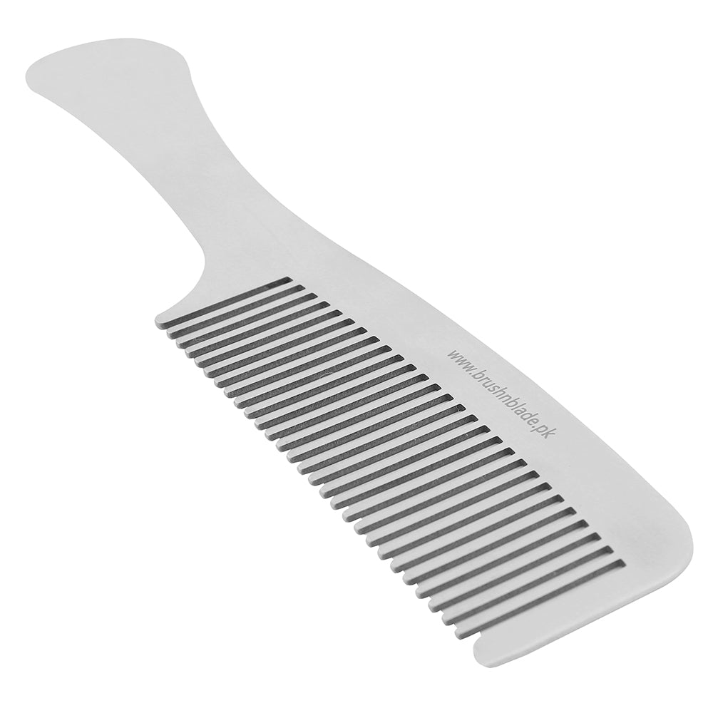 Stainless Steel Tetsuki Silver Hair Comb Long Handle