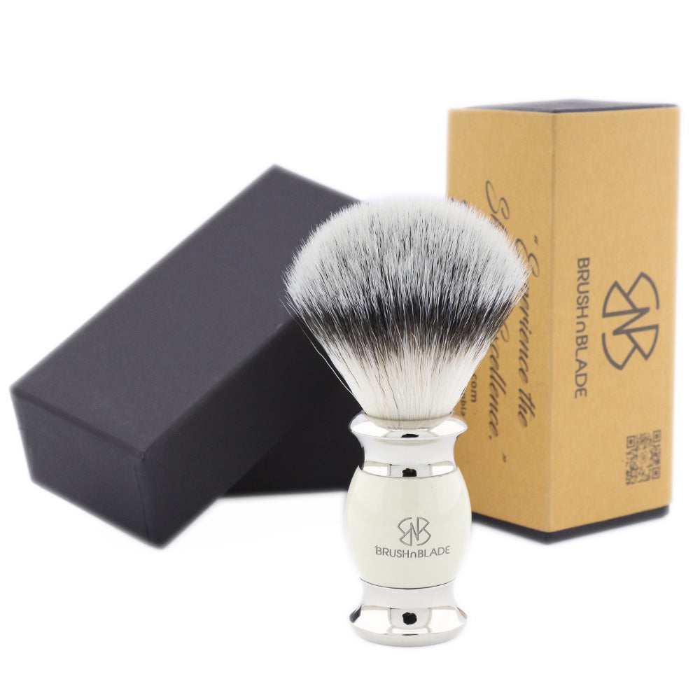 Lee Silver Synthetic Shaving Brush with Ivory Handle