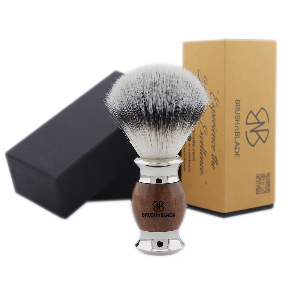 Lee Silver Synthetic Shaving Brush with Wood Handle