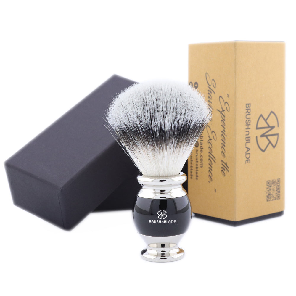 OBH Silver Synthetic Shaving Brush with Black Handle