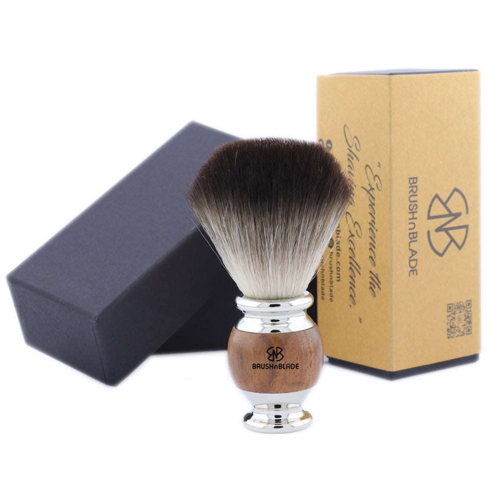 OBH Black Synthetic Shaving Brush with Wood Handle