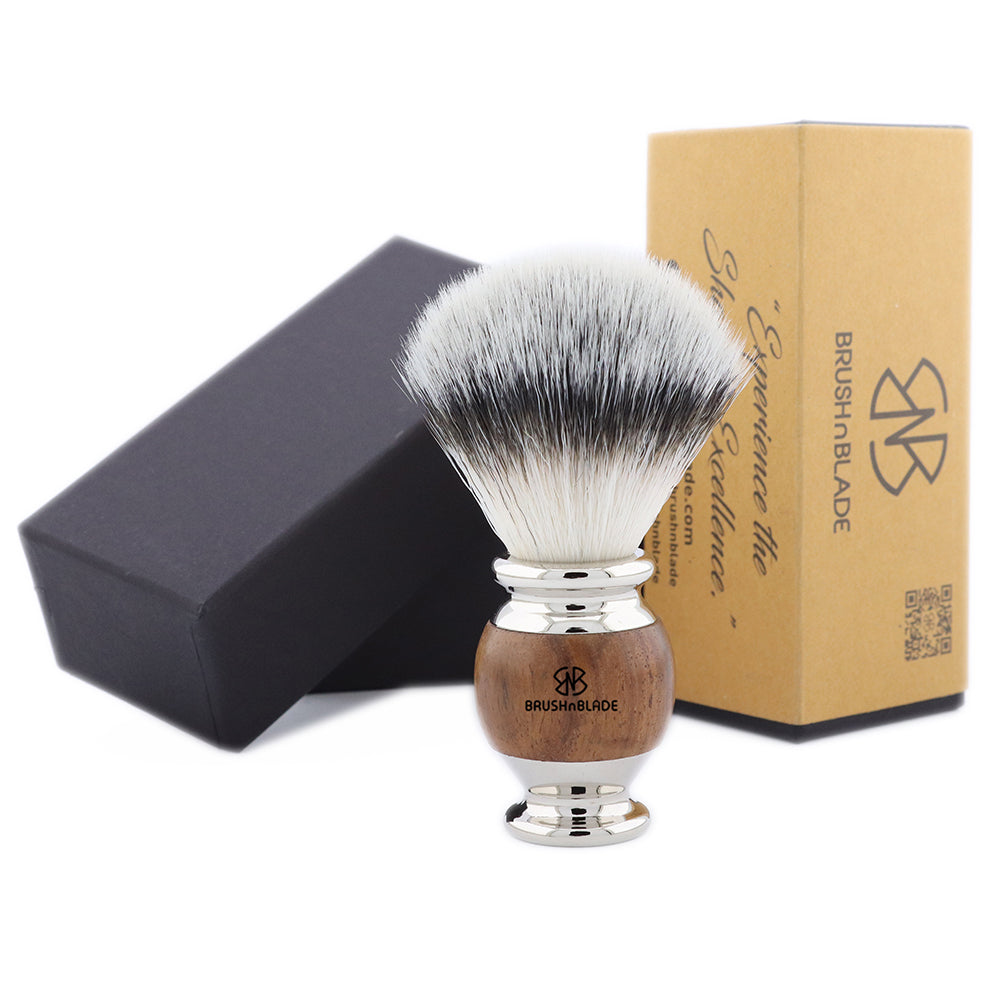 OBH Silver Synthetic Shaving Brush with Wood Handle