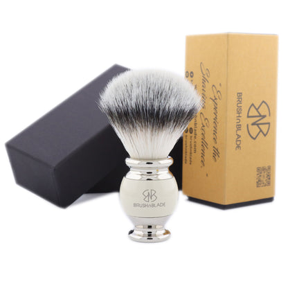 OBH Silver Synthetic Shaving Brush with Ivory Handle