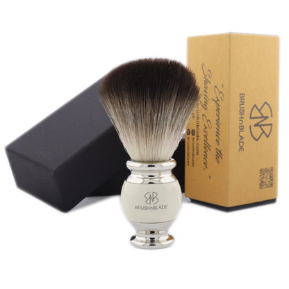 OBH Black Synthetic Shaving Brush with Ivory Handle