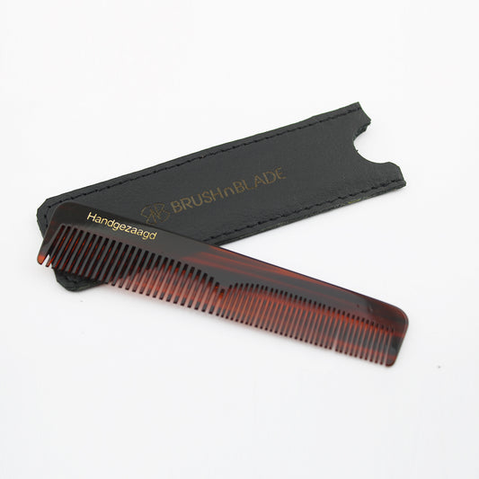 Premium Resin Beard and Mustache Comb with Leather Pouch
