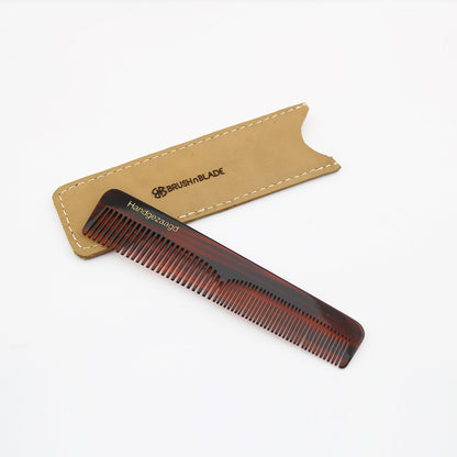 Premium Resin Beard and Mustache Comb with Leather Pouch