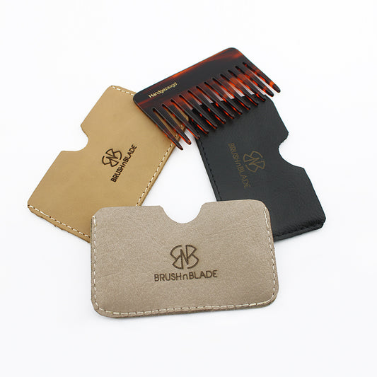 Premium Plastic Resin Hair Comb with Leather Pouch