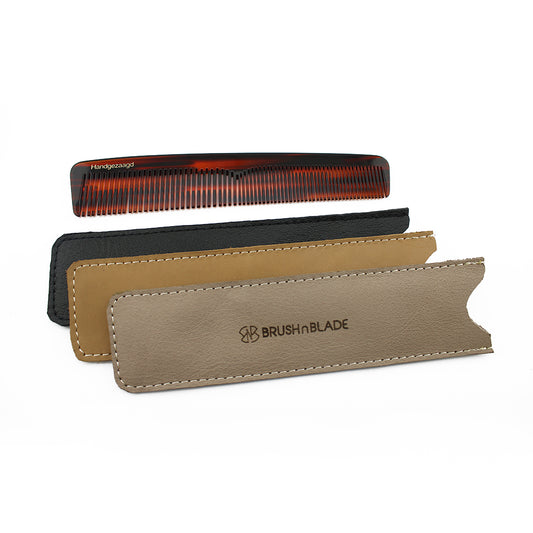 Premium Resin Beard and Mustache Comb with Leather Pouch