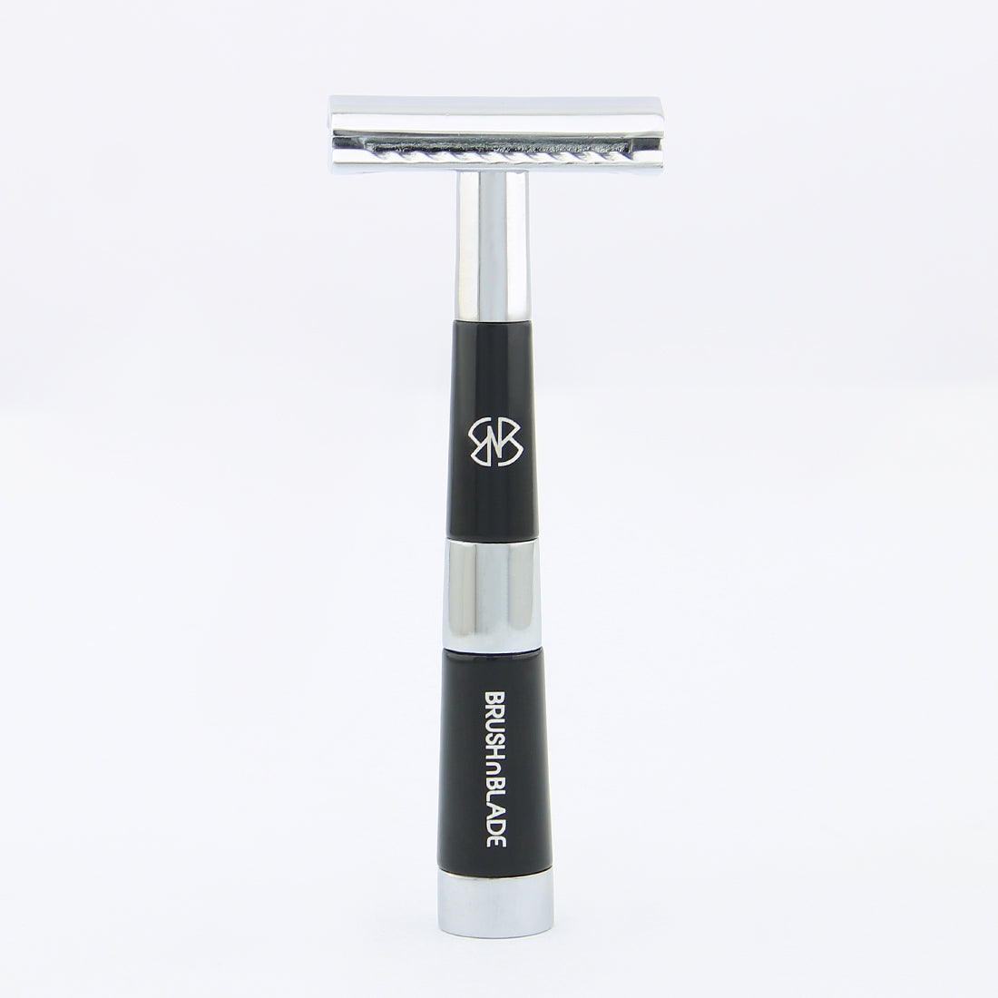 Black & Chrome Double Edge Safety Razor with Leather Pouch