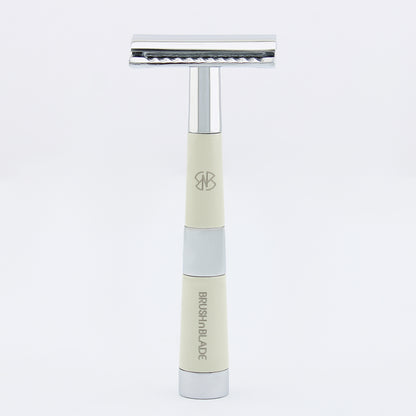 Black & Chrome Double Edge Safety Razor with Leather Pouch