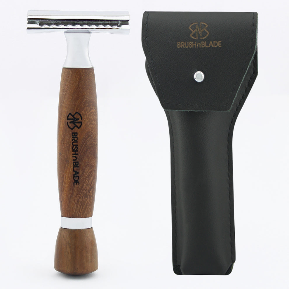 Grain & Edge Safety Razor Premium Mens Shave with Leather Pouch ...