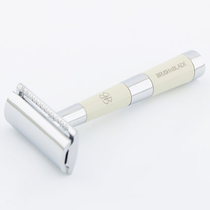 Black & Chrome Double Edge Safety Razor with Leather Pouch