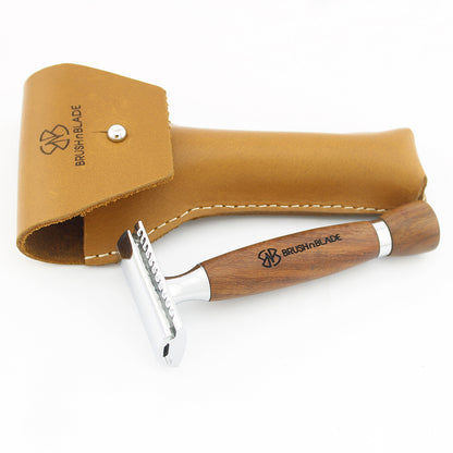 Grain & Edge Safety Razor with Leather Pouch for Men