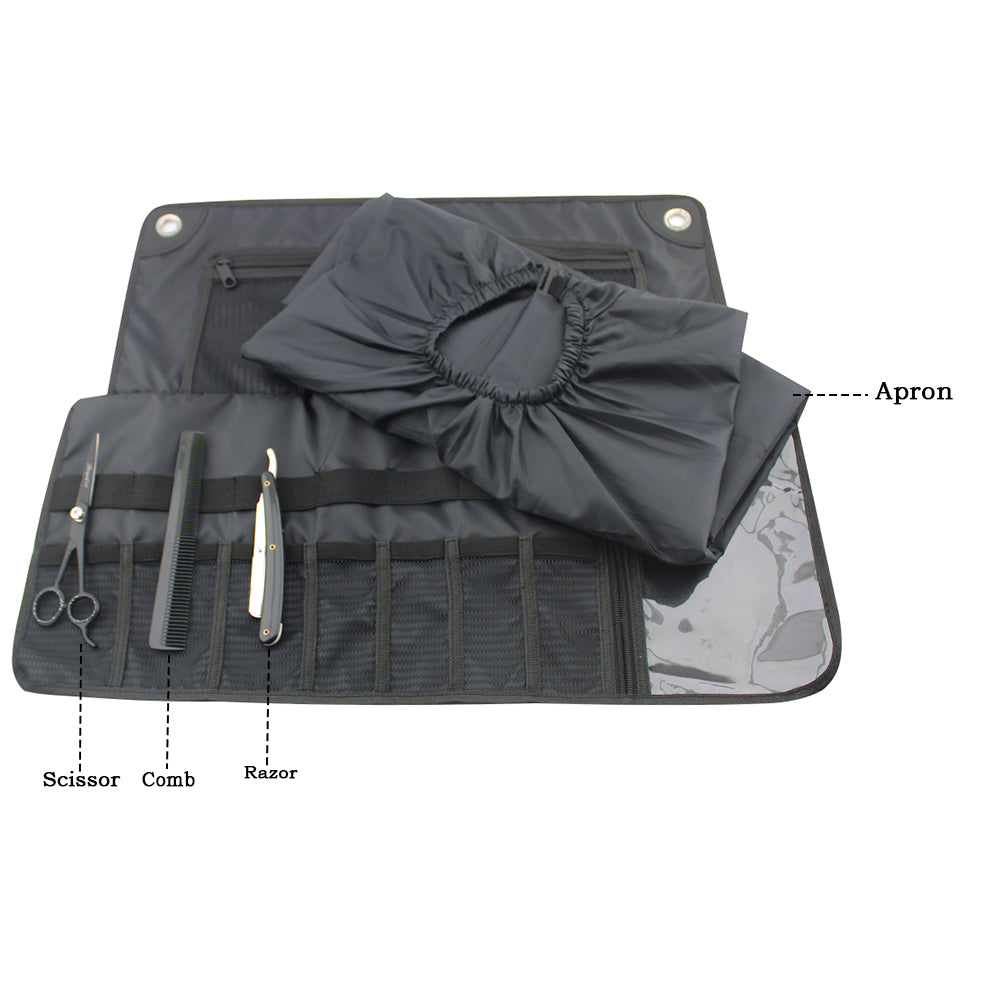 Complete Barber Kit with Cut Throat Razor, Off-Set Scissors & Washbag