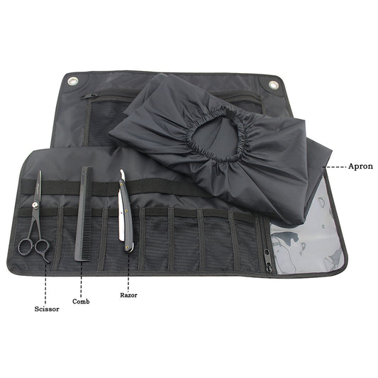 Complete Barber Kit with Cut Throat Razor, Off-Set Scissors & Washbag