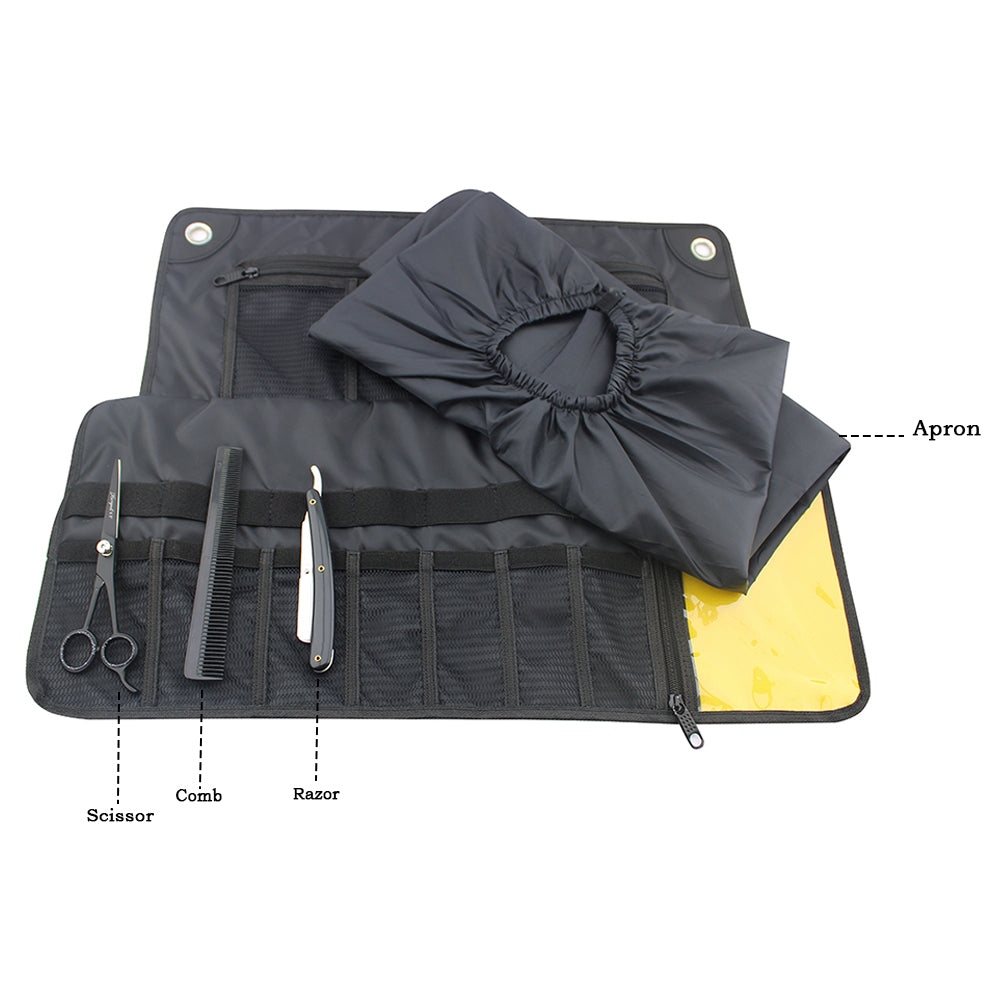 Complete Barber Kit with Cut Throat Razor, Off-Set Scissors & Washbag