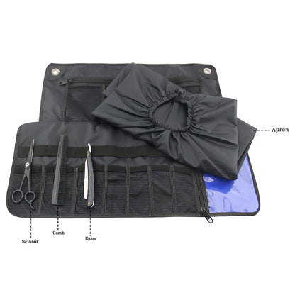 Complete Barber Kit with Cut Throat Razor, Off-Set Scissors & Washbag